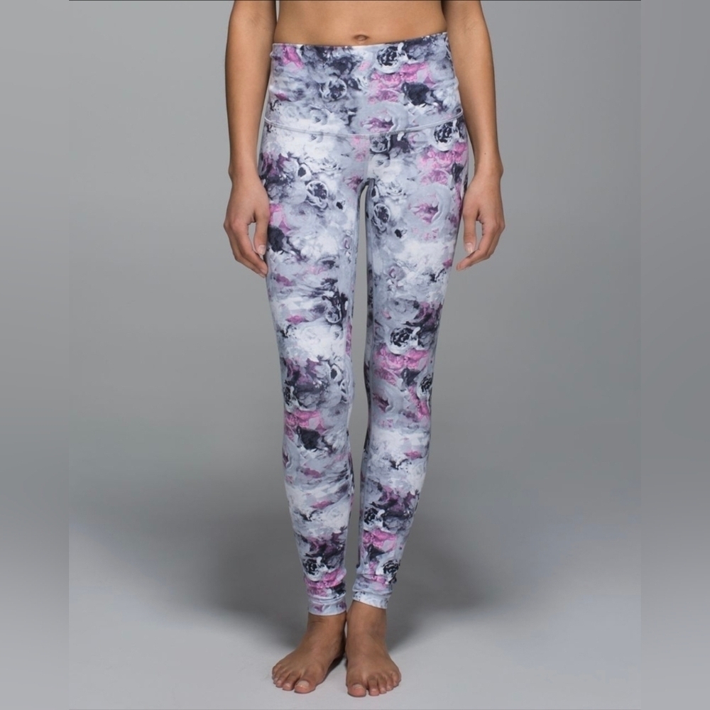 Lululemon Wunder Under Leggings Full-On Luon Roll Down Waist Floral